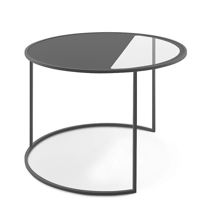 okrągły stolik kawowy acan z blatem z hartowanego szkła